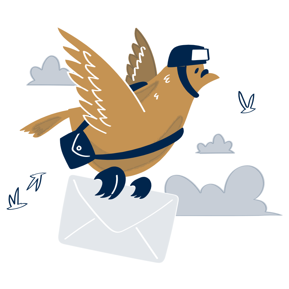 Larkko mascot delivering mail